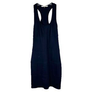 Diane von Furstenberg Size 8 Dress‎ Sheath Navy Blue Sleeveless Knee Length 646